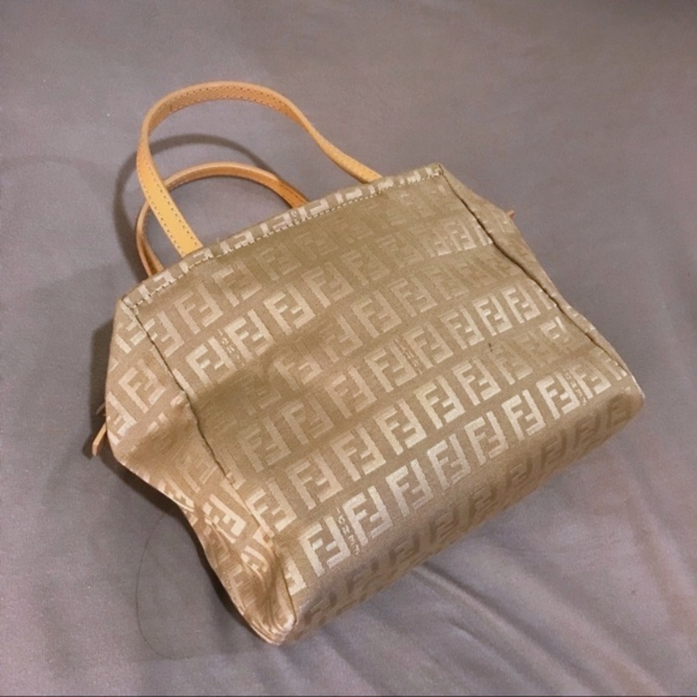 Fendi Zucca Monogram Leather Canvas Mini Tote Bag